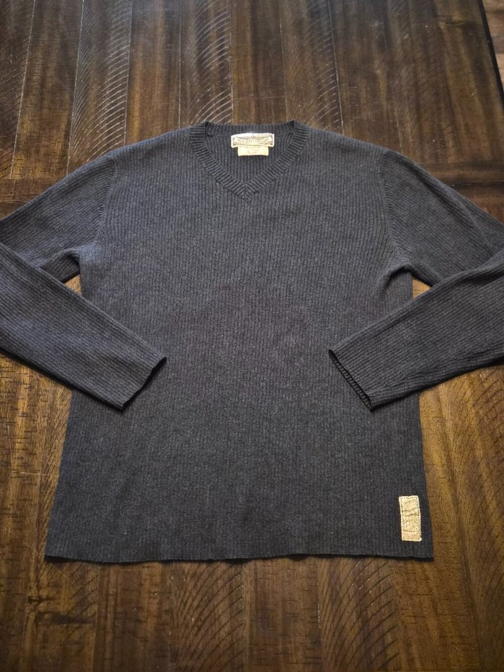 Vintage Polo Jeans Co Mens Size L Gray Ribbed Sweater V-Neck Y2K Hong Kong G885